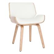 Chaise design blanc et bois clair RUBBENS - Bois clair
