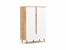 Commode armoire - 90/132 cm - chêne kraft or - blanc mat - style design Tue