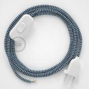 Cordon pour lampe, câble RZ12 Effet Soie ZigZag Blanc-Bleu