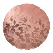Coussin rond rose en velours 45 cm avec motif fleuri