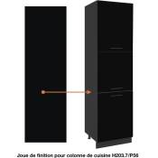 Cuisineandcie - Panneau de finition pour colonne de cuisine Lovia Noir Mat h 203.7 l 58 cm