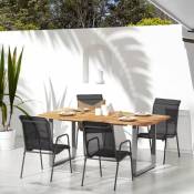 Design In - Lot de 4 Chaises de jardin - Chaises d'extérieur pour terrasse/jardin Acier et textilène Noir BV780931