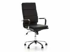 Fauteuil de bureau Morgan inclinable noir, cuir synthétique, chaise executive avec appuie-tête et coussin rembourré, hauteur réglable, design ergonomi