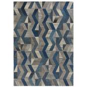 Flair Rugs - Tapis design graphique en laine pour salon Asher Bleu 60x230 - Bleu
