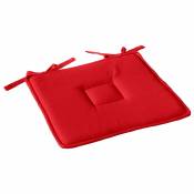 Galette plate unie en coton passepoil et nouettes - Rouge - 40 x 40 cm
