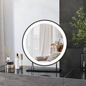 Heilmetz - jamais utilise] Miroir Maquillage Lumineux 40cm Rond Noir, Table Miroir Lumineux 3 Couleurs de Lumière Blanc Chaud/Blanc Neutre/Blanc