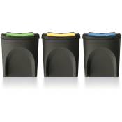 Keden - Lot de 3 poubelles sortibox 100% plastique