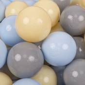Kiddymoon - 50 Balles/7Cm Balles Colorées Plastique Pour Piscine Enfant Bébé Fabriqué En eu, Bleu Pastel/Jaune Pastel/Gris - bleu pastel/jaune