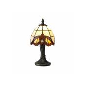 Lampe de table Tiffany BHelios 1 Ampoule Ambre 16 Cm - Noir