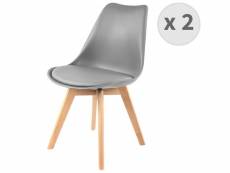 Lighty - chaise scandinave gris pieds hêtre (x2) Chaise