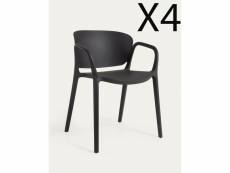 Lot de 4 chaises de jardin coloris noir - longueur 60 x profondeur 55 x hauteur 76 cm