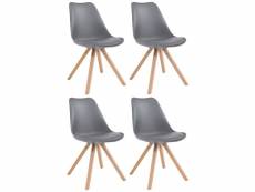 Lot de 4 chaises de salle à manger toulouse similicuir pieds carrés bois , gris/nature