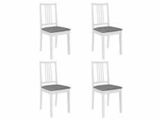 Lot de 4 pcs chaises à dîner avec coussins blanc bois solide - blanc - 49 x 40 x 88,5 cm