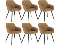 Lot de 6 chaises de salle à manger-en tissu scientifique + métal-chaise de salon-‎49x43x81cm-brun