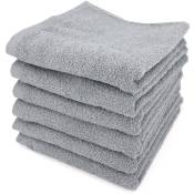 Lot de 6 serviettes toilette 50x90 ALPHA - Gris Argent