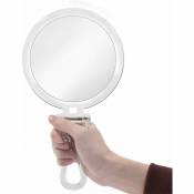Miroir à main double face - Miroir de maquillage à main grossissant 1X et 7X avec poignée pliante réglable