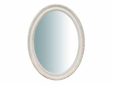 Miroir, miroir mural ovale, à accrocher au mur horizontal vertical, shabby chic, maquillage, salle de bain, cadre au fini blanc antique, l62xp4,2xh81