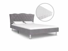 Moderne lits et accessoires selection sucre lit avec matelas gris clair tissu 140x200 cm