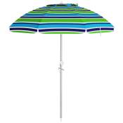 Outsunny Parasol de plage parasol inclinable rond parasol d'extérieur hauteur réglable protection UV40 sac de transport inclus