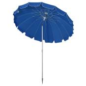 Outsunny Parasol inclinable pour plage terrasse balcon jardin Ø 220 cm inclinaison réglable tissu polyester anti-UV bleu