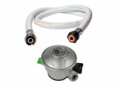 Pack tuyau gaz 1.00 m + détendeur butane clip quick-on valve diam 27mm butagaz avec sécurité stop gaz
