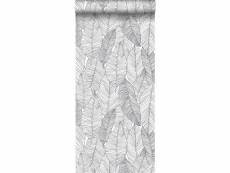 Papier peint feuilles dessinées noir et blanc - 139011 - 0,53 x 10,05 m 139011