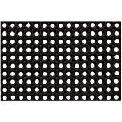 Pegane - Tapis gratte-pieds Caillebotis noir en caoutchouc - Largeur 40 x Longueur 60 cm