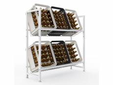 Rainsworth rack à caisses avec support en treillis métallique, 33d x 103w x 100h cm rack à caisses pour 6 caisses, étagères pour caisses à boissons, é