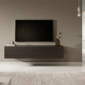 Selsey - pavas - Meuble tv 140 cm graphite à lamelles