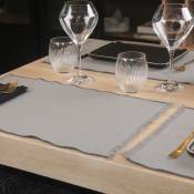 Set de table à franges effilochées - Gris - 35 x 50 cm