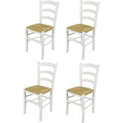 T M C S - Tommychairs - Set 4 chaises venezia pour cuisine, bar et salle à manger, robuste structure en bois de hêtre laqué en couleur blanc et