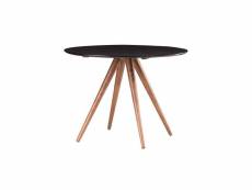 Table à manger ronde design noyer et noir d106 cm