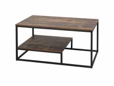 Table basse en bois table de salon avec grand plateau et étagère design élégant rétro idéale pour salon chambre bureau 100 x 60 x 50 cm brun