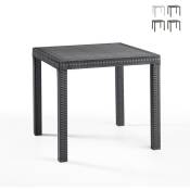 Table carrée 80x80cm extérieur jardin en polypropylène rotin Dallas Couleur: Noir