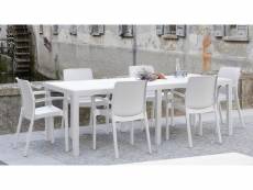 Table d'extérieur rectangulaire extensible, made in italy, couleur blanche, dimensions 150 x 72 x 90 cm (extensible jusqu'à 220 cm) 8052773234122