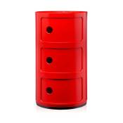 Table de chevet rouge 3 tiroirs Componibili - Kartell