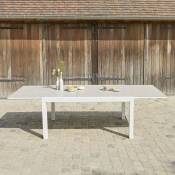 Table de jardin en aluminium extensible 6/10 pers. - Blanc