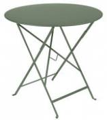 Table pliante Bistro / Ø 77 cm - Trou pour parasol - Fermob vert en métal