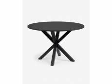 Table ronde coloris noir en mdf laqué et acier - diamètre