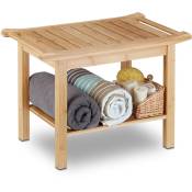 Tabouret de salle de bain en bambou banc nature bois compartiment meuble HxlxP: 45 x 66 x 40 cm, nature - Relaxdays