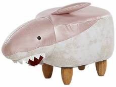 Tabouret enfant en tissu aspect cuir rose et blanc shark 227870