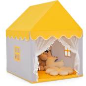 Tente de jeux pour enfants cabane de style princesse en coton cadeau pour garçons et filles jaune - Jaune
