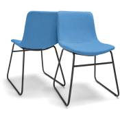 Tokyo - Ensemble de 2 chaises en lin et métal au design moderne. Ensemble de 2 chaises pour la salle à manger, le bureau, l'étude. Couleur bleue