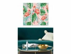 Triptyque fabulosus l50xh70cm motif illustration, tropicale flamants roses