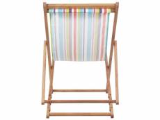 Vidaxl chaise pliable de plage tissu et cadre en bois multicolore 44002