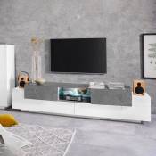 Web Furniture - Meuble tv salon 3 placards 220cm blanc