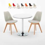 Ahd Amazing Home Design - Table blanche ronde 70x70cm 2 chaises colorées d'intérieur bar café Nordica Long Island Couleur: Gris clair