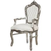 Biscottini - Fauteuil lit Fauteuil rembourré Fauteuil tapissé avec accoudoirs en bois Chaise de chambre 60X60X107 cm Style français Louis xvi - blanc