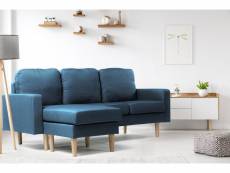 Canapé d'angle réversible en tissu "gabby" - 3 places - bleu