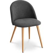 Chaise de salle à manger Evelyne Design Scandinave Premium Gris foncé - Métal finition effet bois, Lin, Bois - Gris foncé